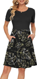 AUSELILY Women's Short Sleeve Knee Length Dress - Soft, Pockets
