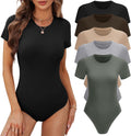 BALENNZ Women's Short Sleeve Round Neck Bodysuit Tops - Comfortable