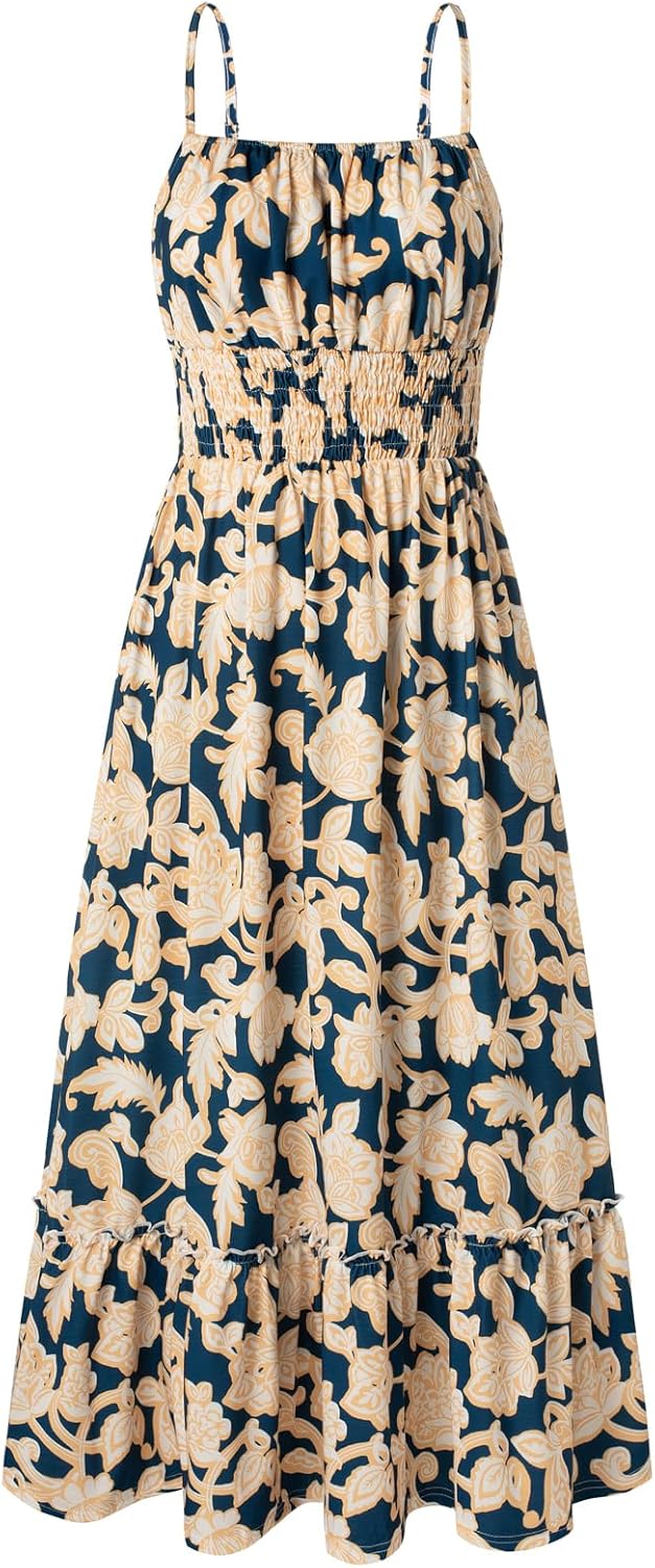 2025 Summer Maxi Dress for Women with Pockets and Floral Print
