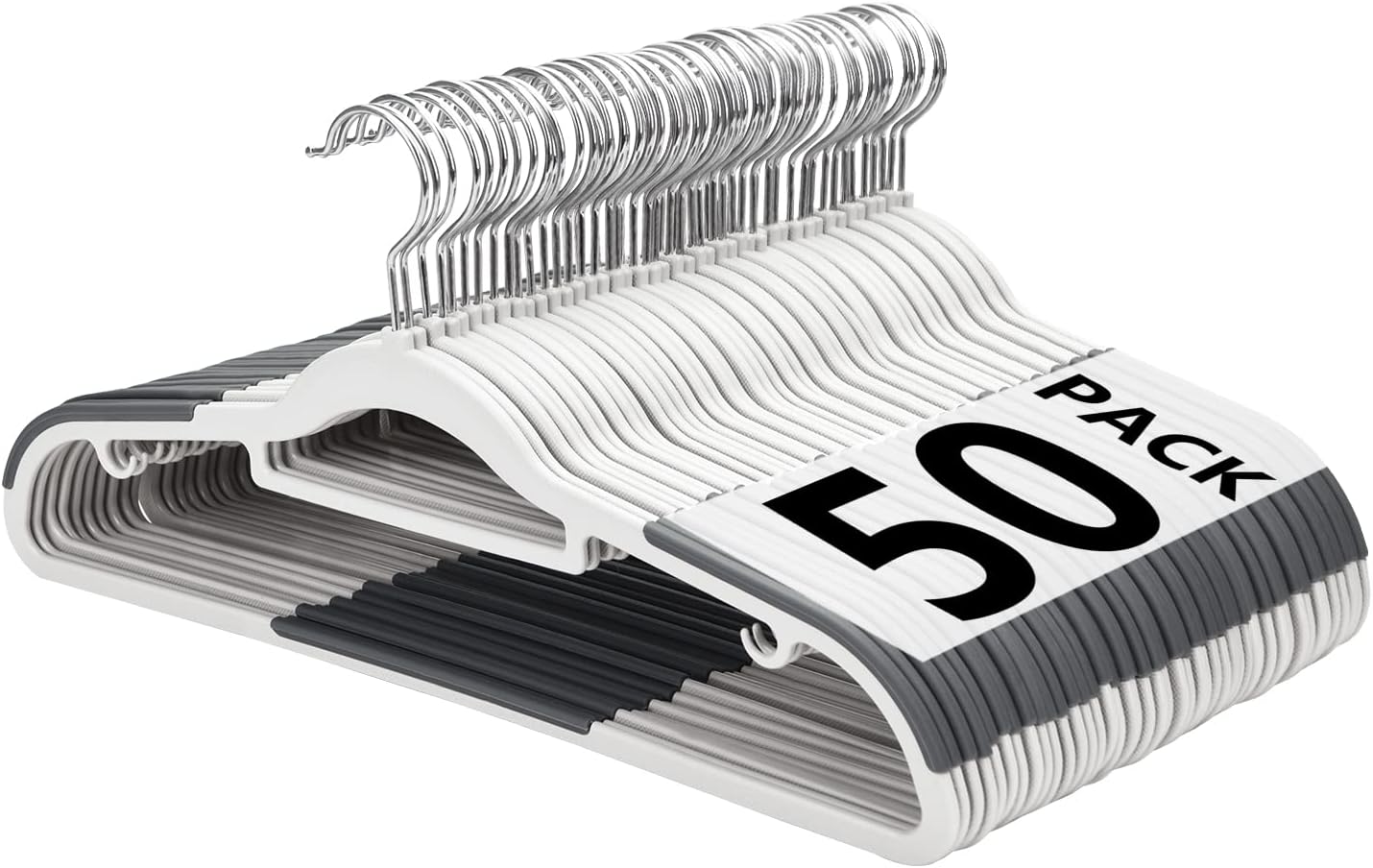 Plastic Hangers 50 Pack, Slim Non-Slip Space Saving Hangers