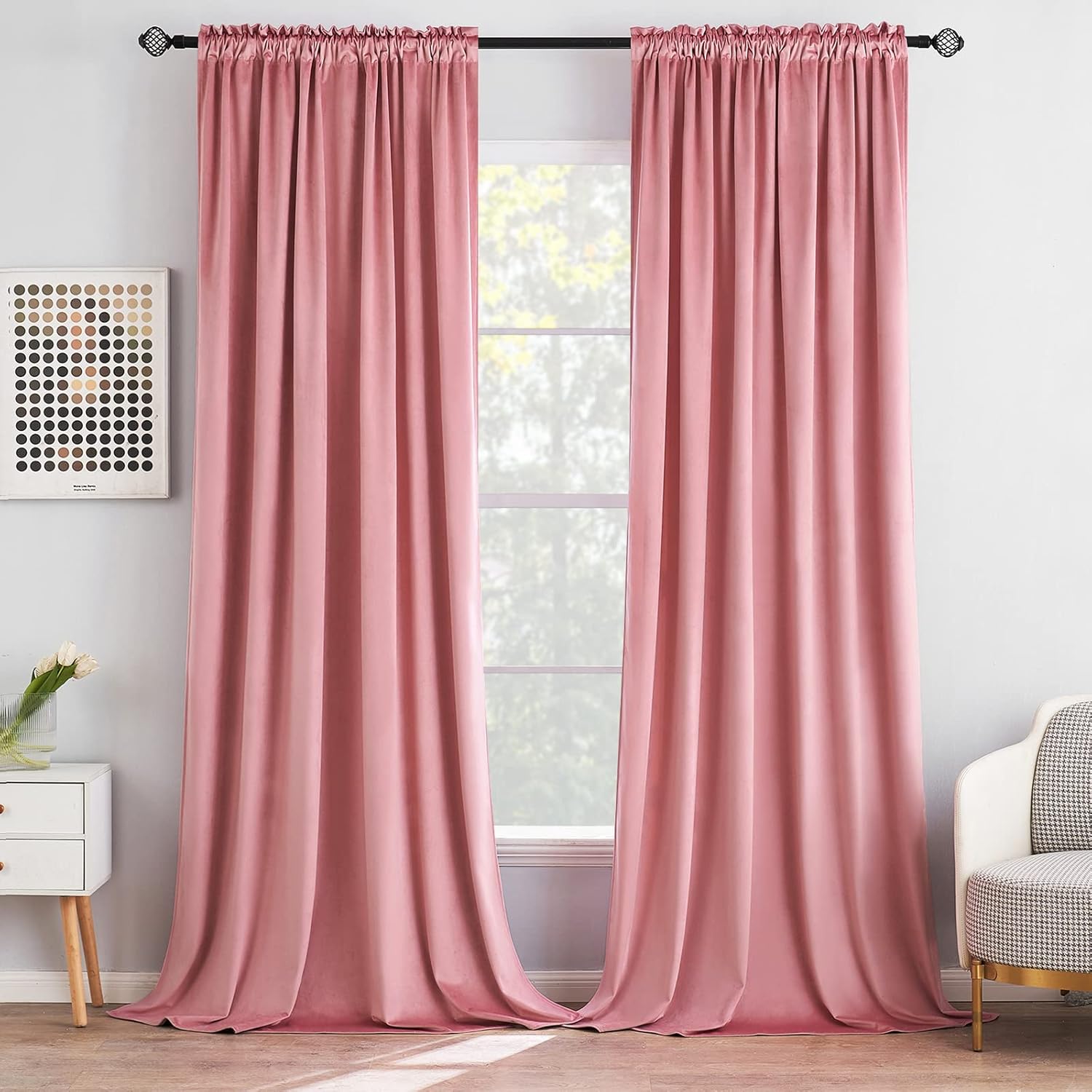 MIULEE Blush Pink Velvet Curtains for Elegant Home Decor