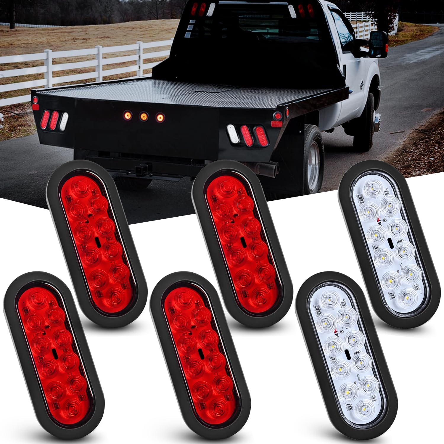 Nilight 6 Inch Oval Trailer Tail Light with 10LED Brightness