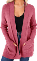 Womens Open Front Cardigan with Pockets - Classic Knit Long Sleeve