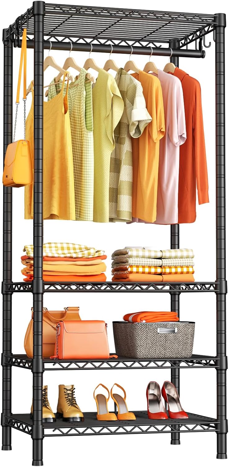 Ulif H4 Mini Portable Closet - 4 Tier Clothing Rack for Small Spaces