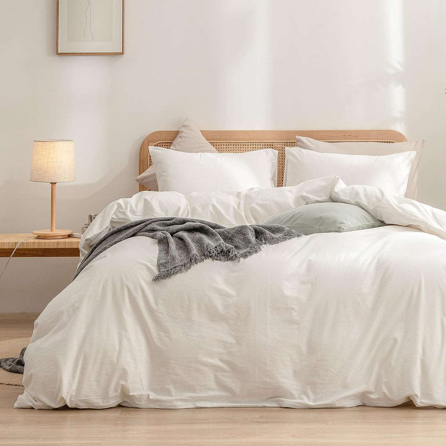 BESTOUCH Duvet Cover Set 100% Washed Cotton for Super King Plus