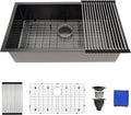 32 Inch Black Kitchen Sink Undermount - Durable Matte Black Finish