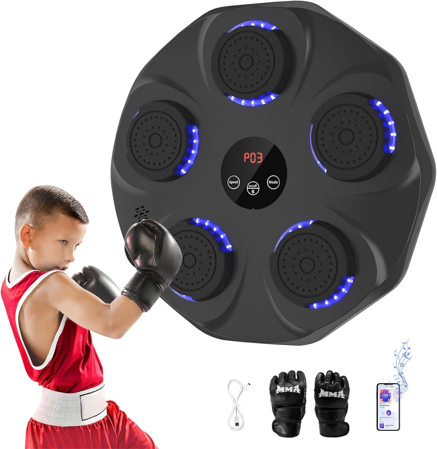 Smart Music Boxing Machine with LED Lights
