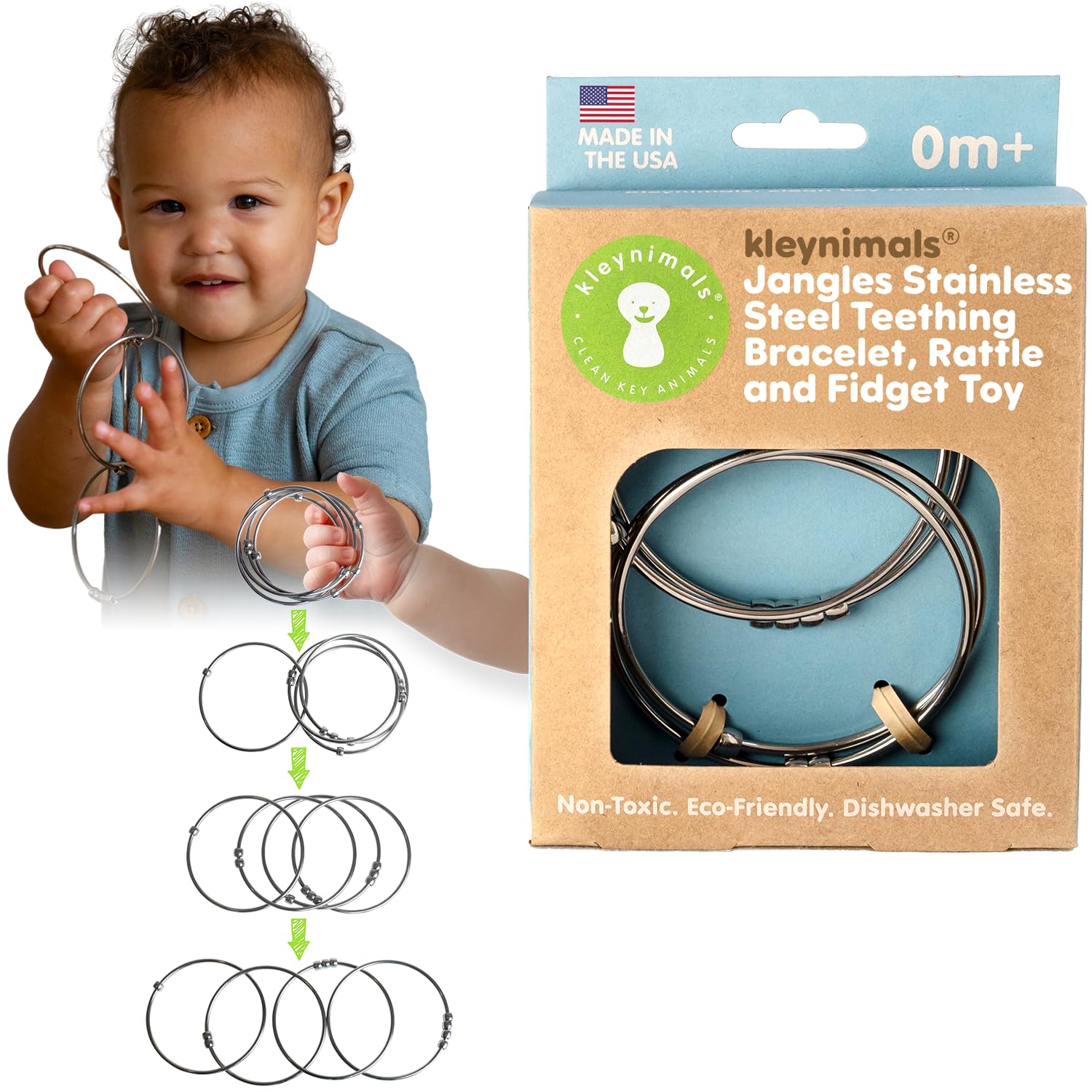 Jangles Stainless Steel Baby Rattle & Teether for Safe Play