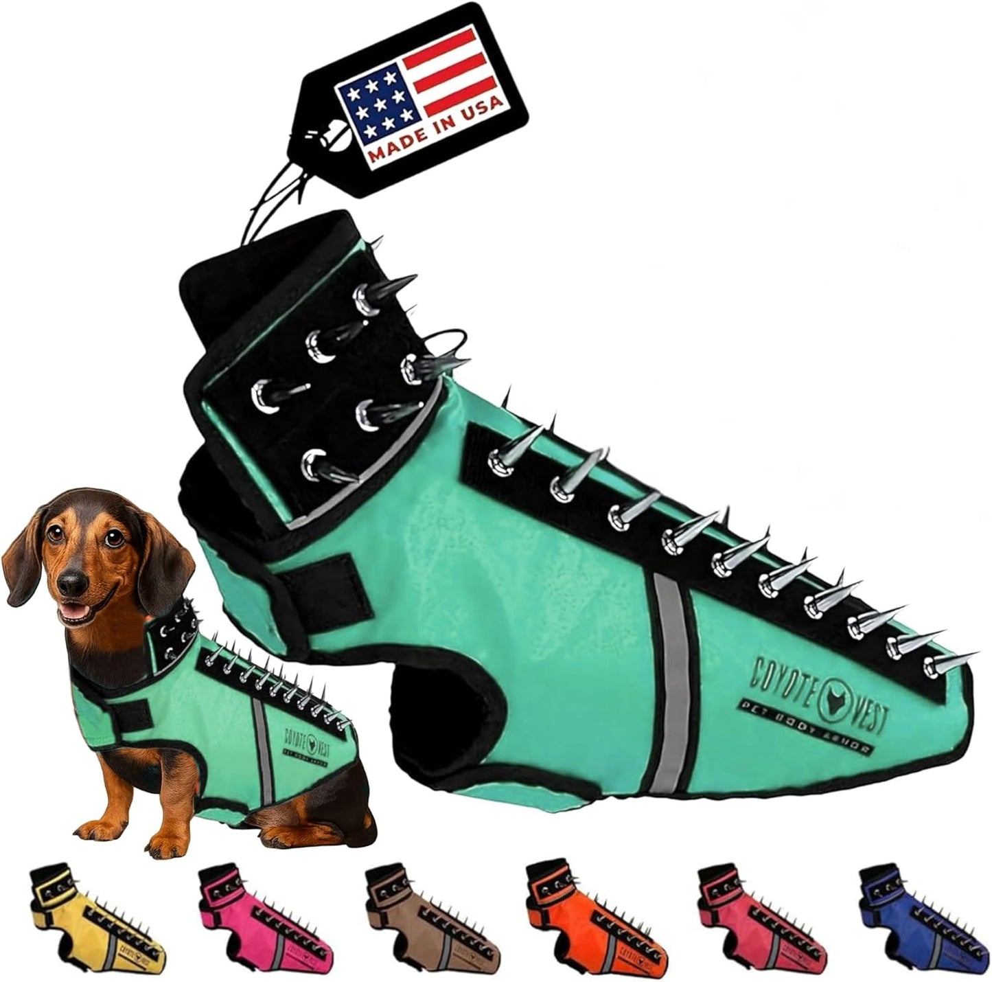 CoyoteVest SpikeVest Dog Harness for Small Dogs - Reflective