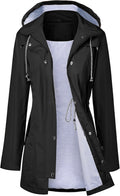 LOMON Raincoat Women Waterproof Long Hooded Trench Coat (Style 9TYJ)