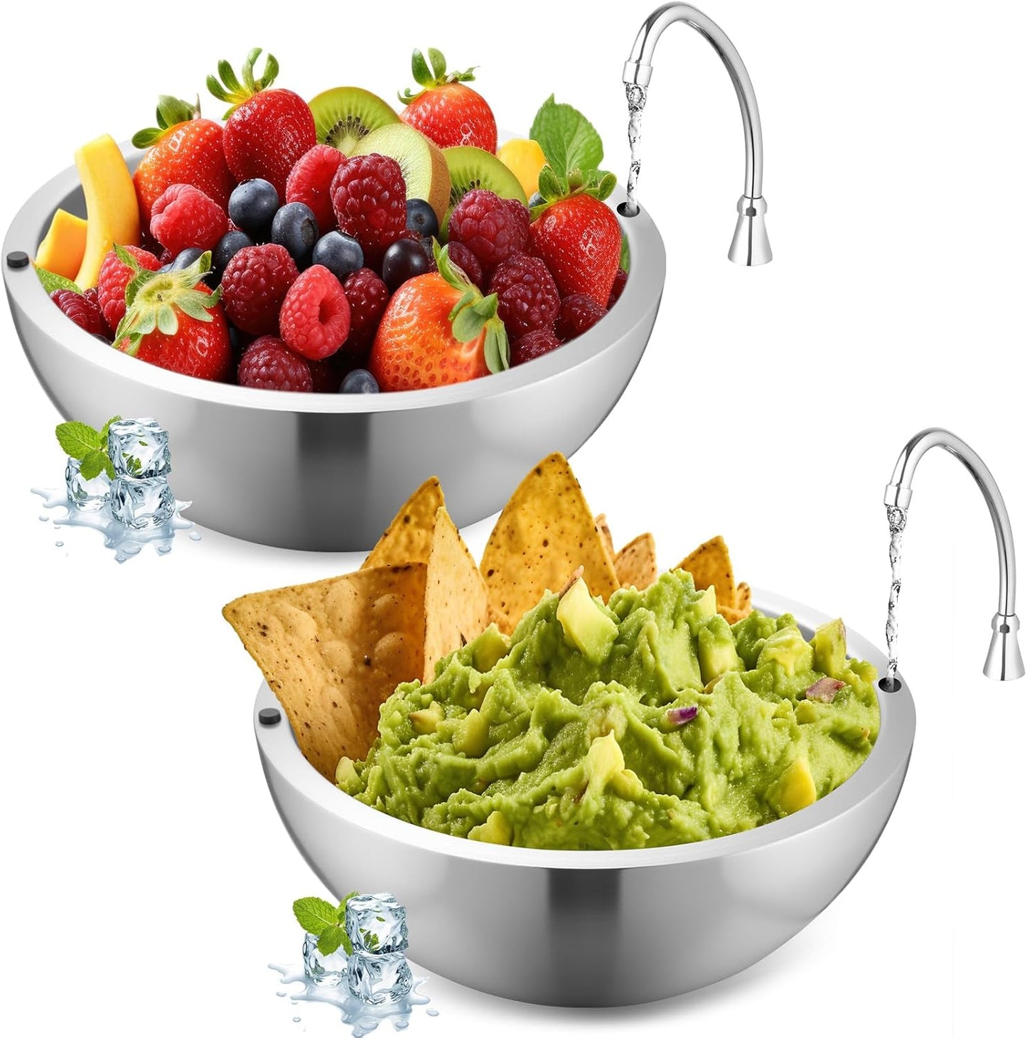 Stainless Steel Double Walled Dip Chiller Bowls for Parties