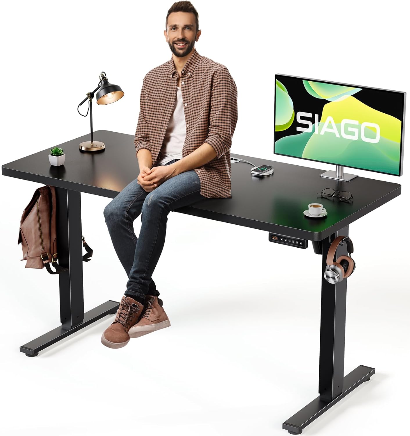 SIAGO Electric Standing Desk Adjustable for Comfort and Stability