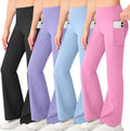 Girls Bootcut Yoga Pants with Pockets - High Waisted Bell Bottoms