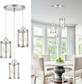 3-Light Pendant Lighting Brushed Nickel Dining Room Chandelier