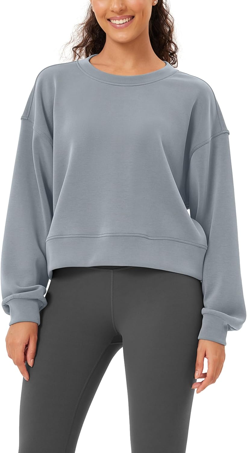 ODODOS Modal Soft Long Sleeve Cropped Sweatshirts for Women