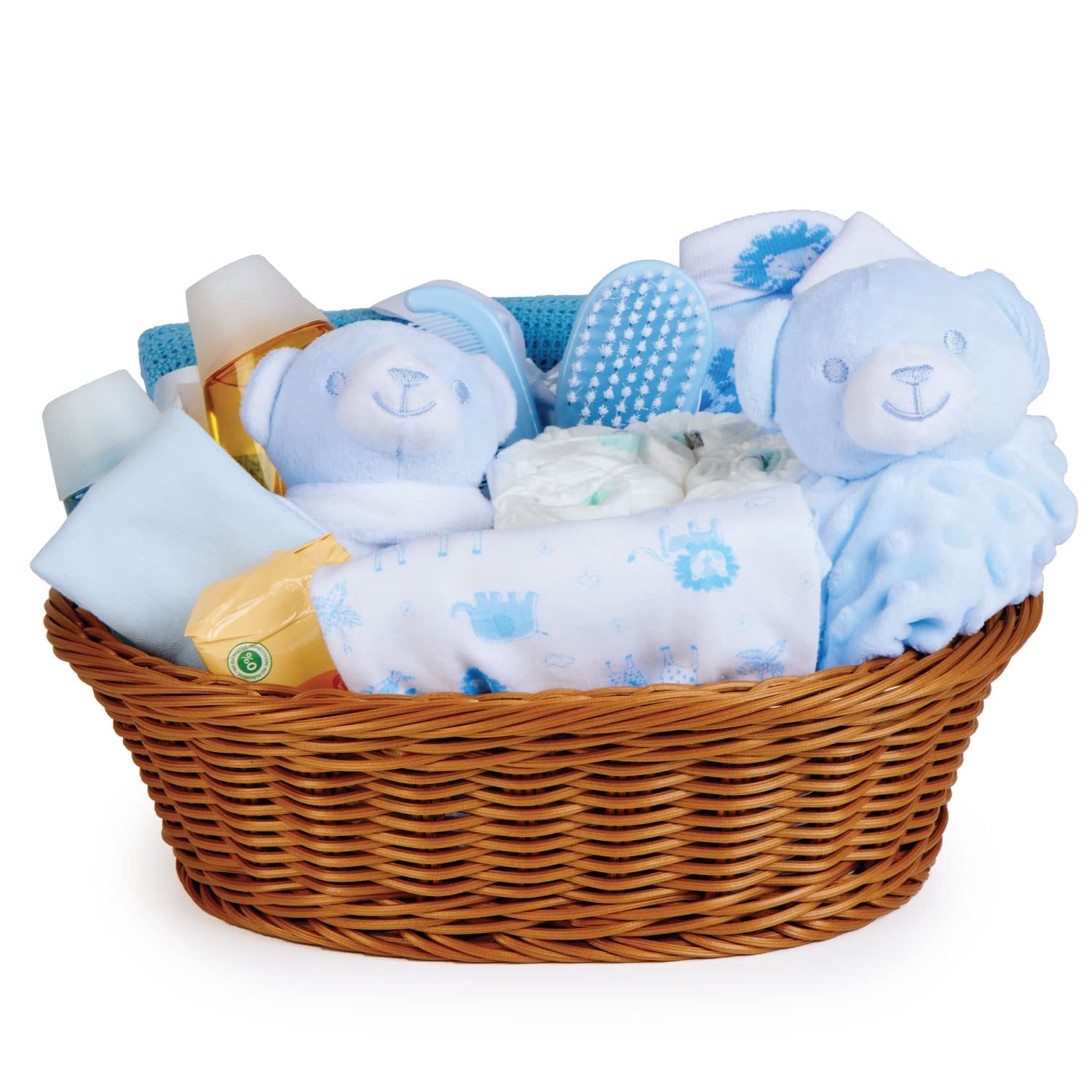 Baby Boy Gift Basket - 18 Essentials for Newborns in Blue