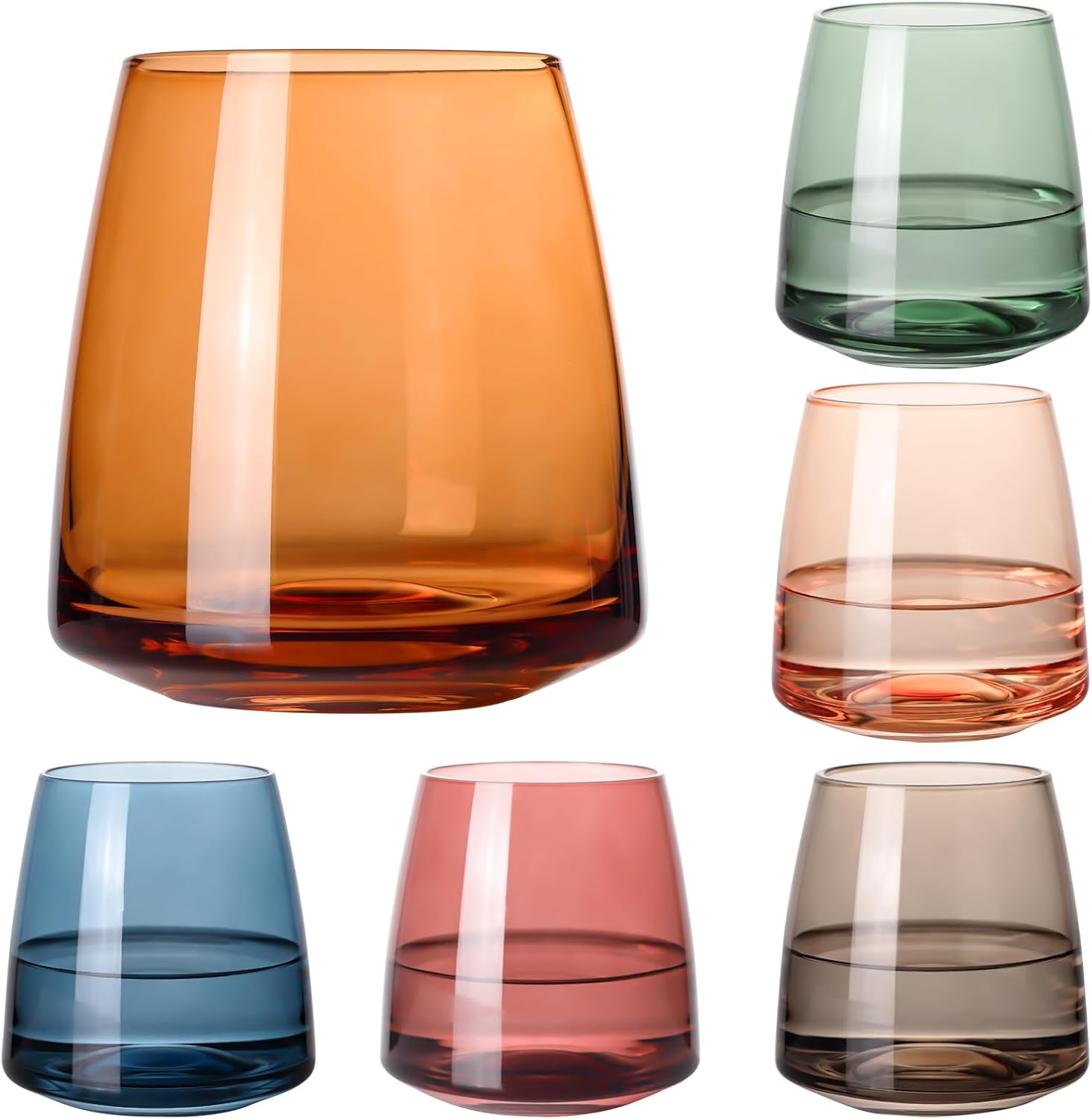 Unique Hand Blown Colored Wine Glasses Set of 6 for Wine Lovers