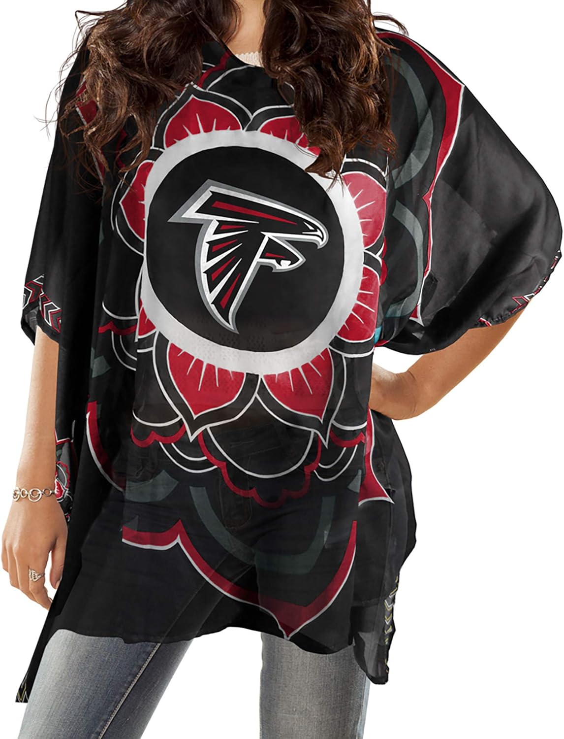 NFL Sheer Caftan with Flower Design for Game Day Style