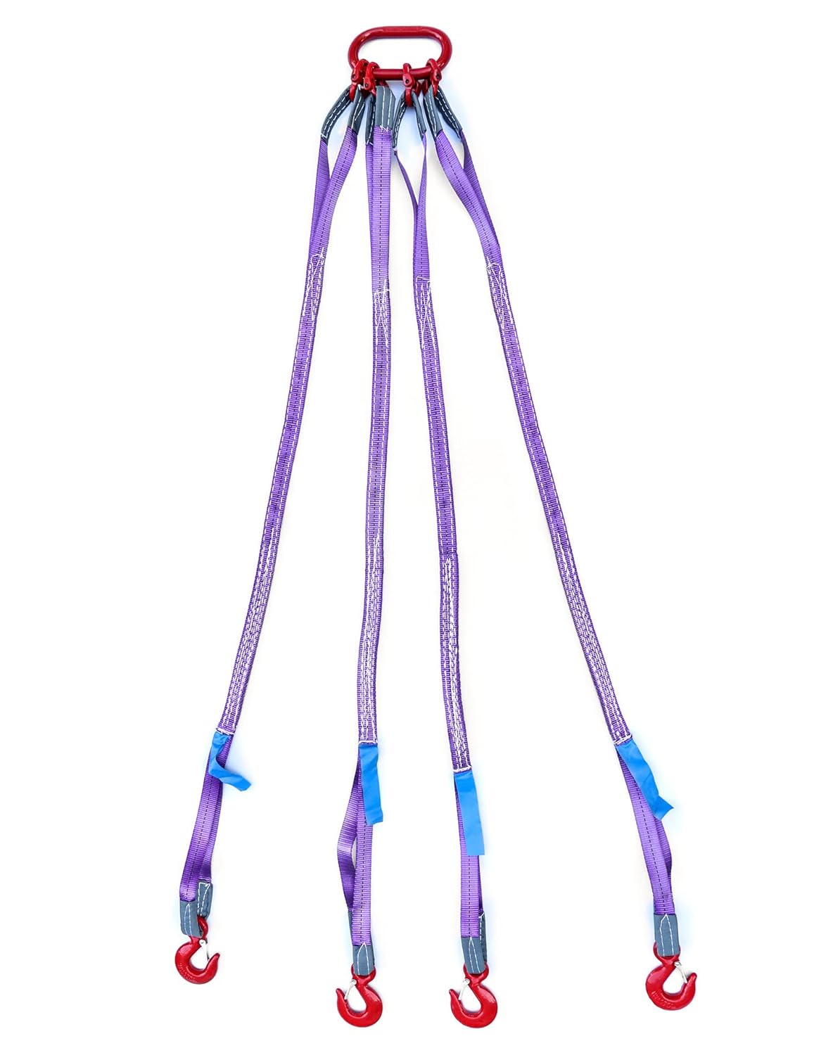 QWORK 5Ft Sling with 4 Legs Grab Hook for Safe Towing