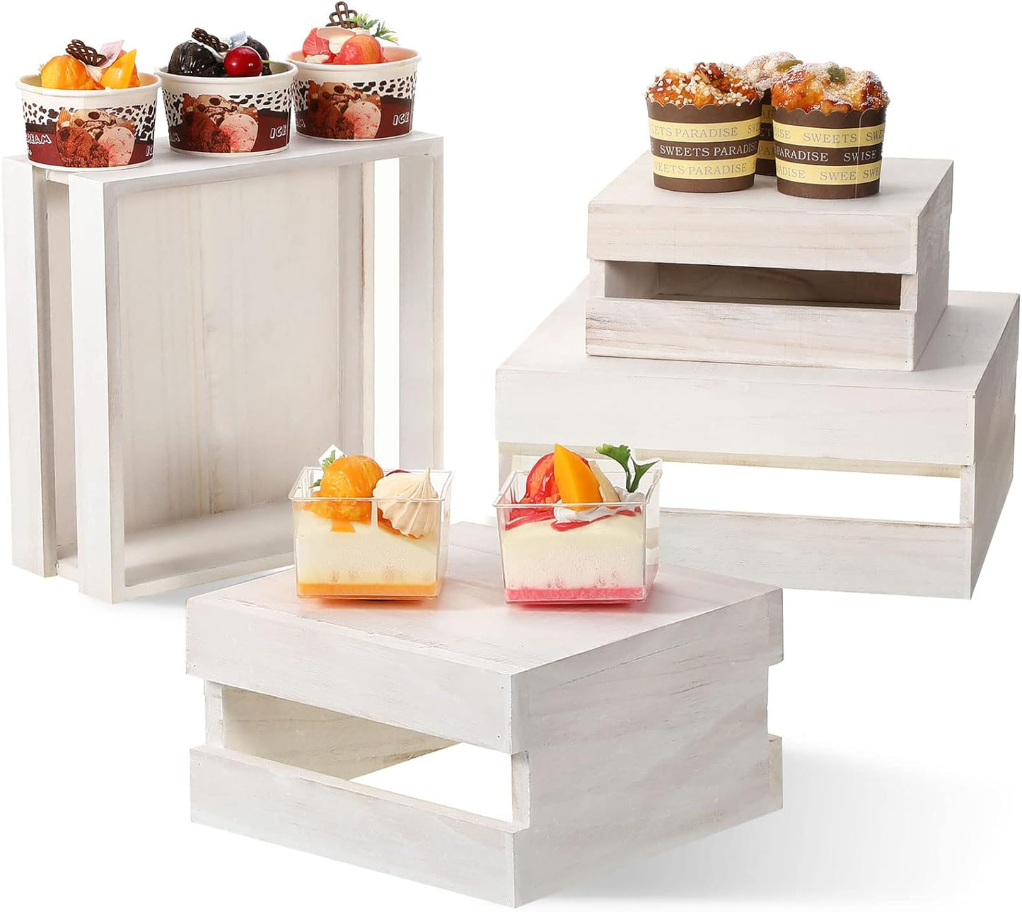 Wooden Cupcake Display Stand Set for Rustic Decor and Parties