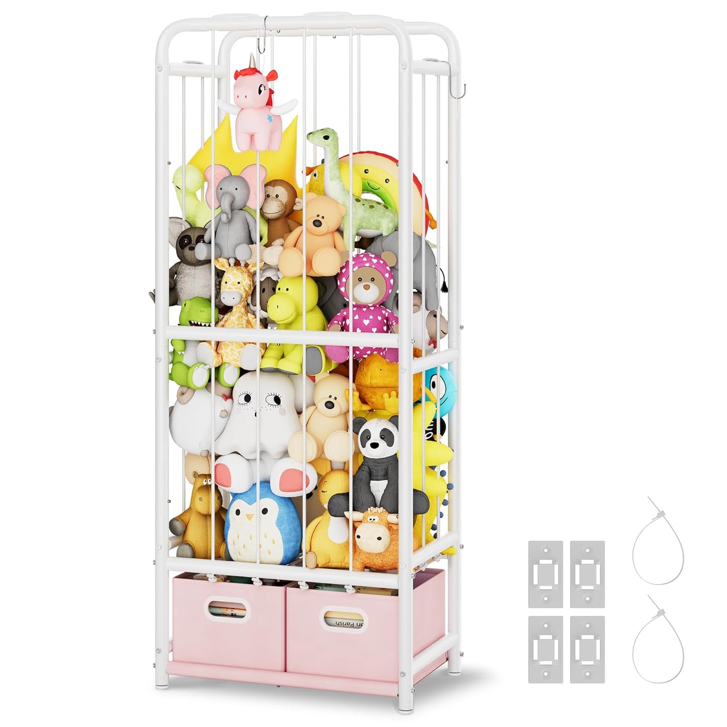 GRANNY SAYS Stuffed Animal Storage with 2 Toy Bins for Kids