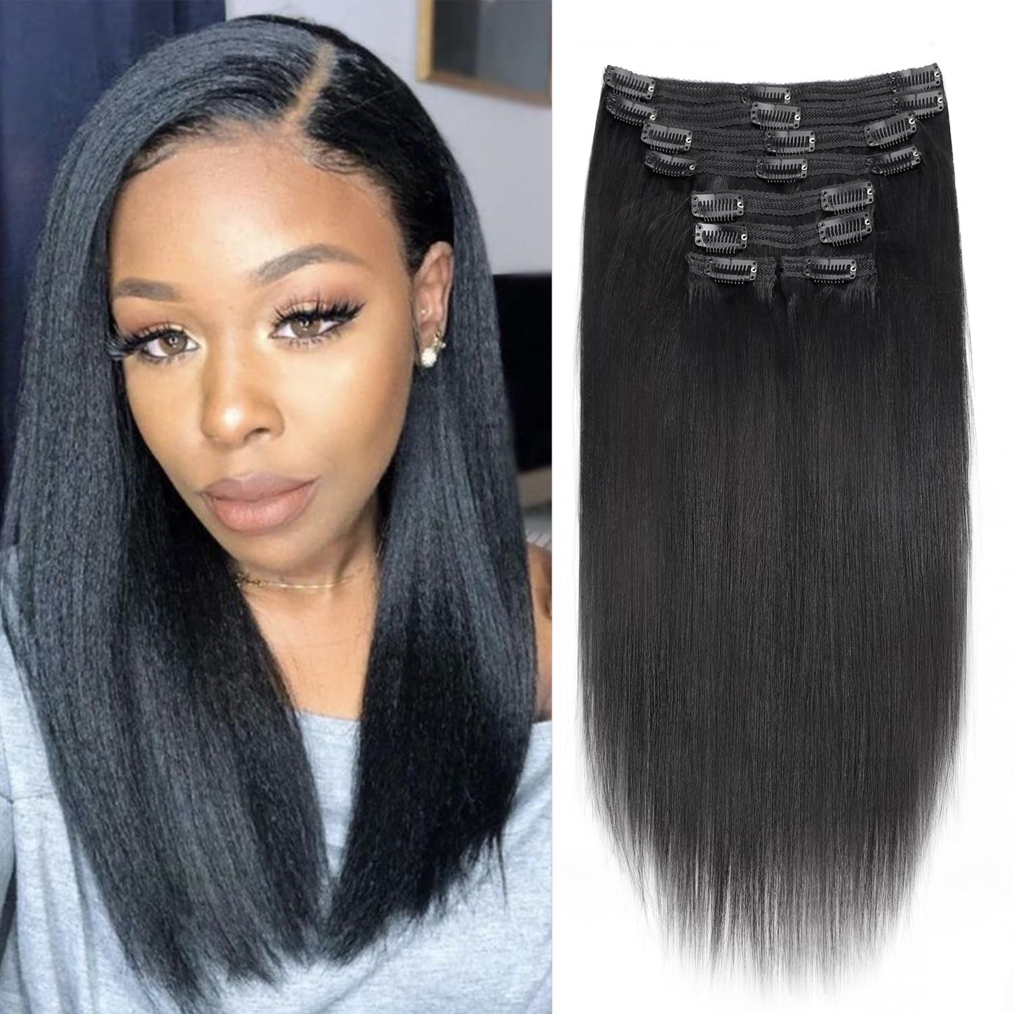 Yaki Straight Clip in Hair Extensions for Stunning Styles
