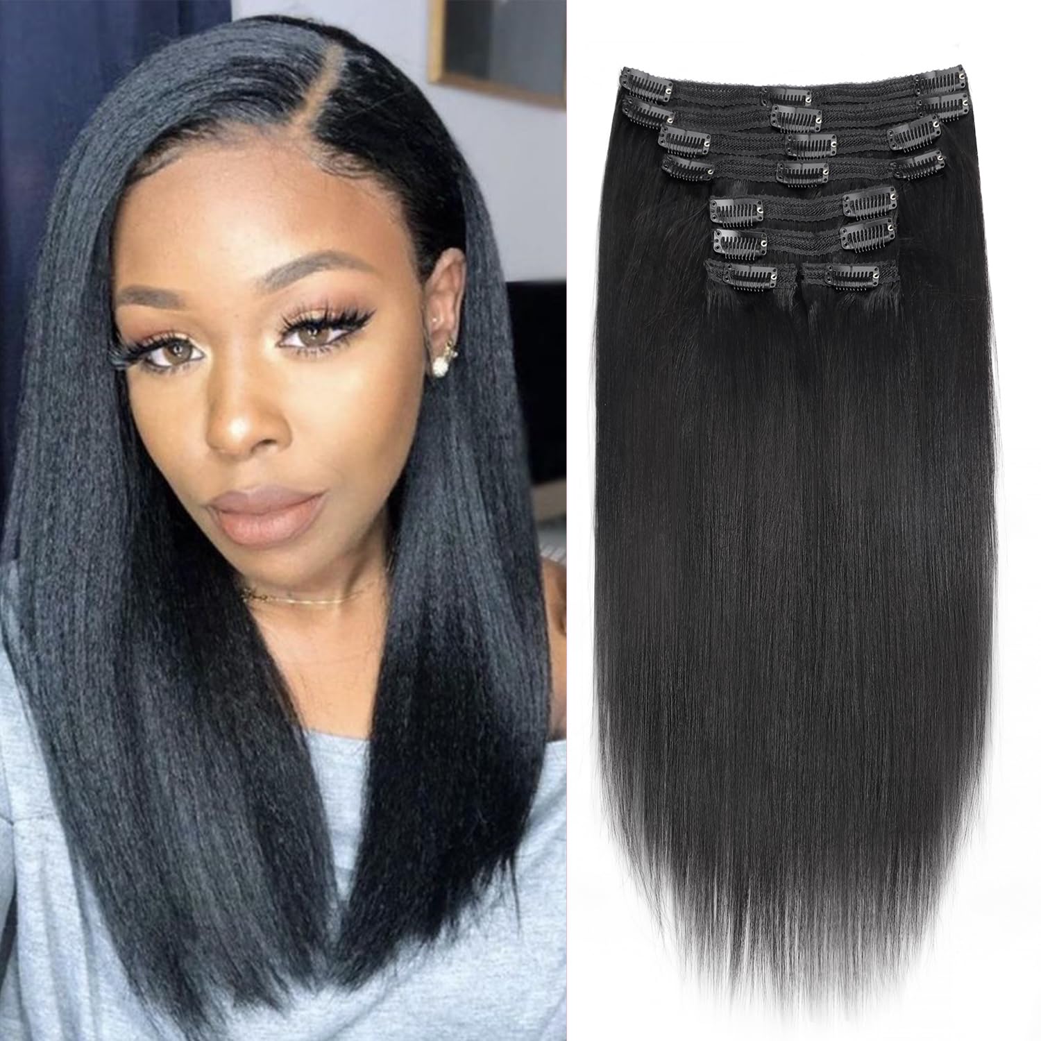 Yaki Straight Clip in Hair Extensions for Stunning Styles
