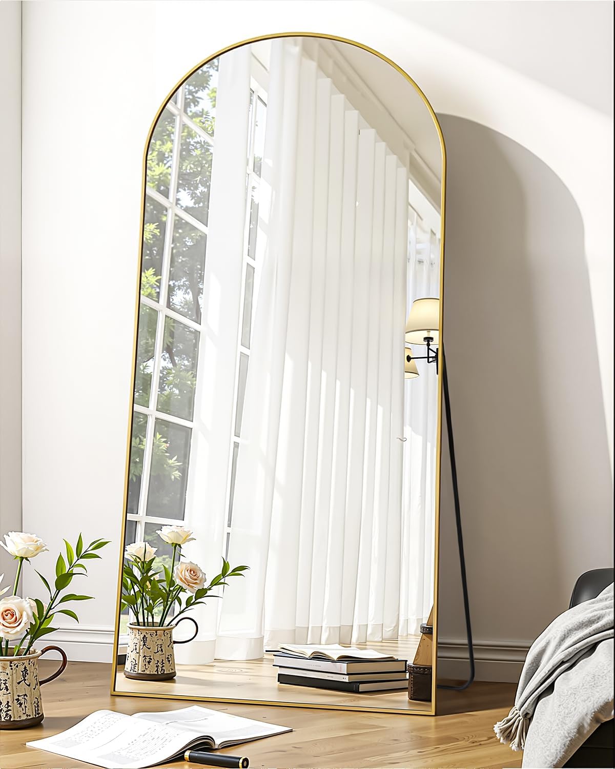 Suidia Full Length Mirror 58x21 Freestanding Arched Style