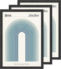 VCK 20x28 Picture Frame 3 Pack - Black Wood Grain Poster Frames