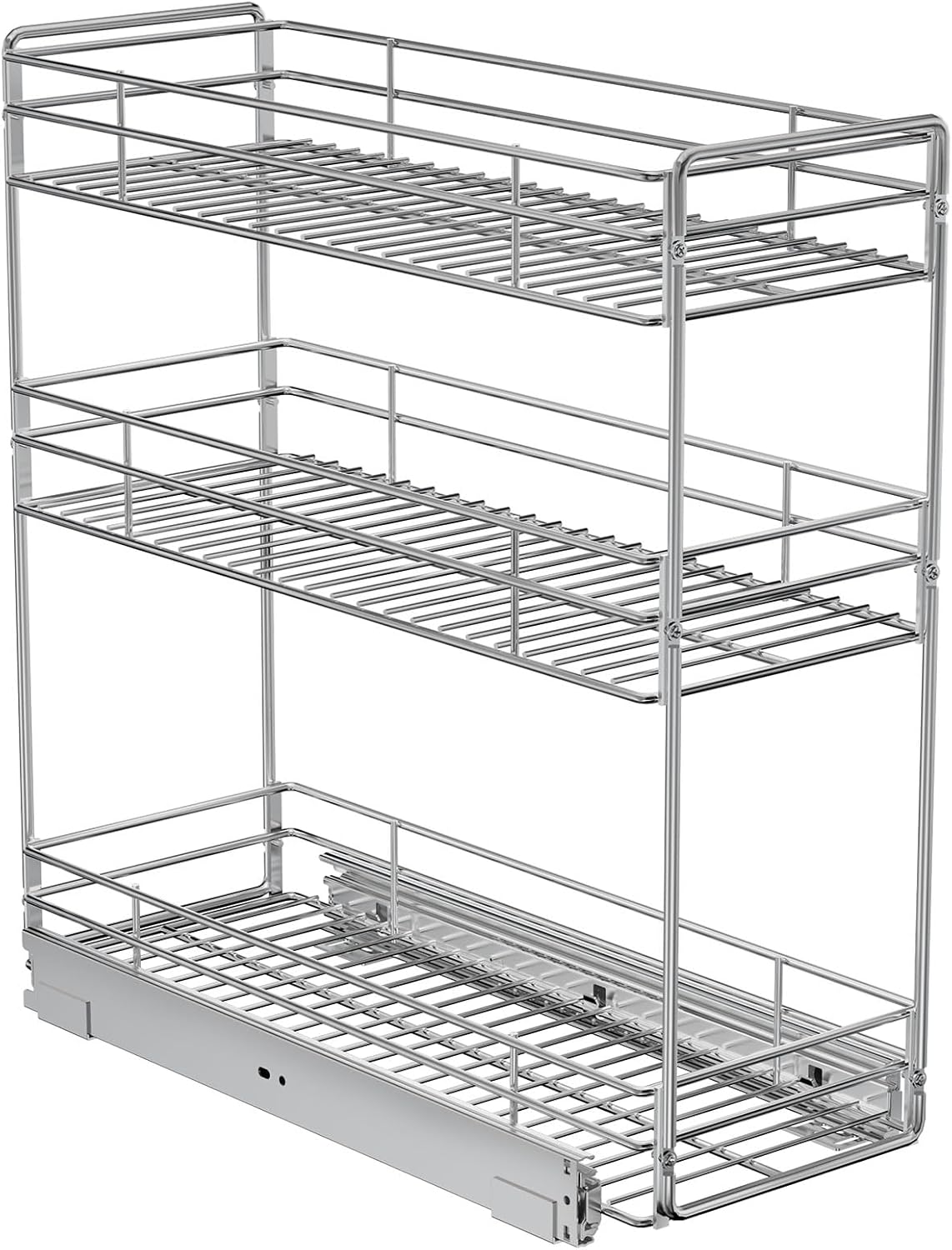 ROOMTEC Pull Out Spice Rack for Narrow Cabinet - 3 Tier Organizer