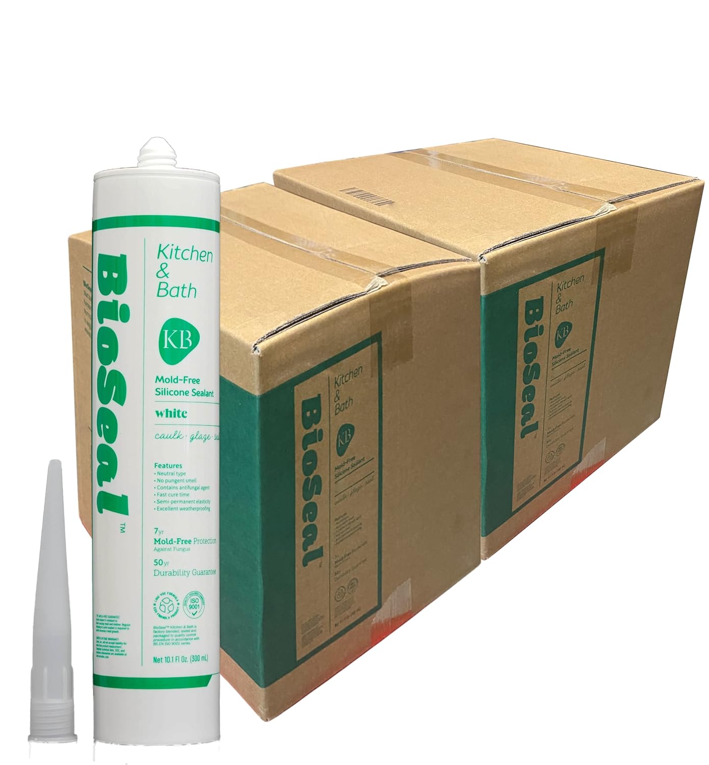 White BioSeal 100% Silicone Sealant for Kitchen and Bath Use