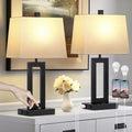 Table Lamp Set of 2 with USB C+A Ports & AC Outlet - Modern Bedside
