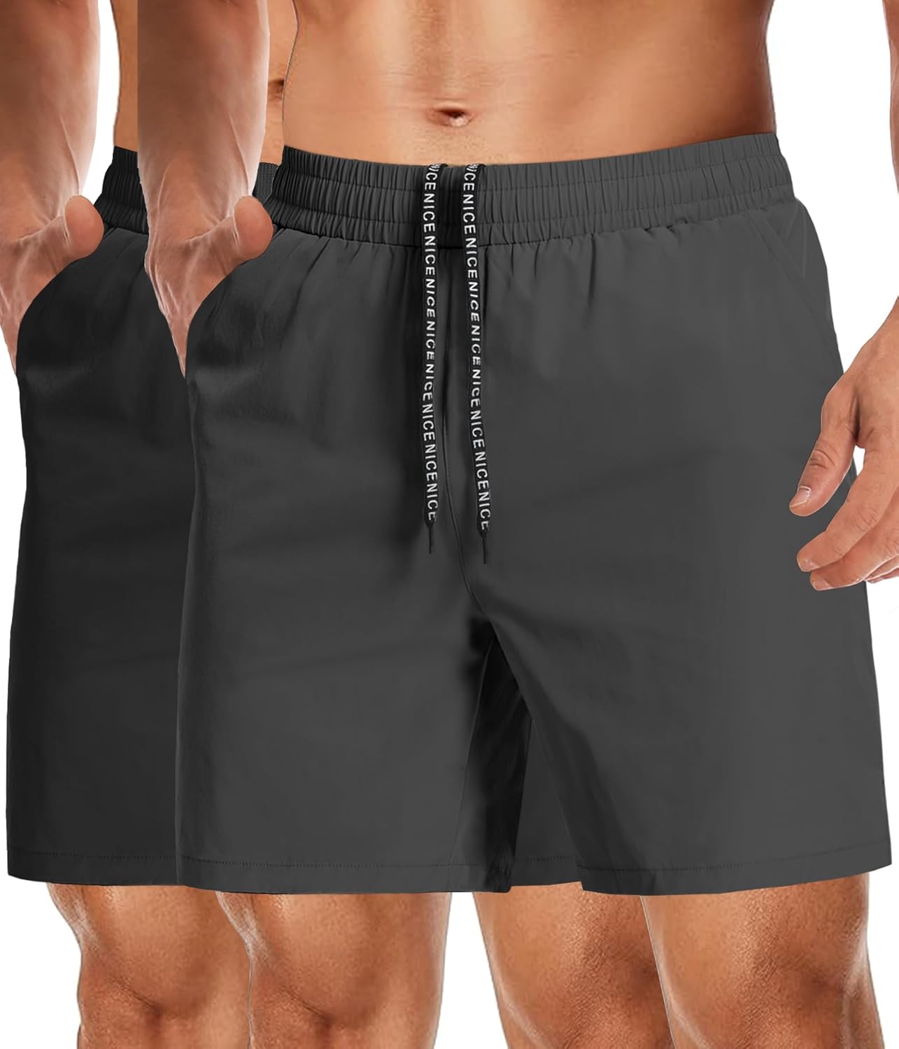 Aolesy Mens Athletic Shorts 7 Quick Dry Gym Running Shorts