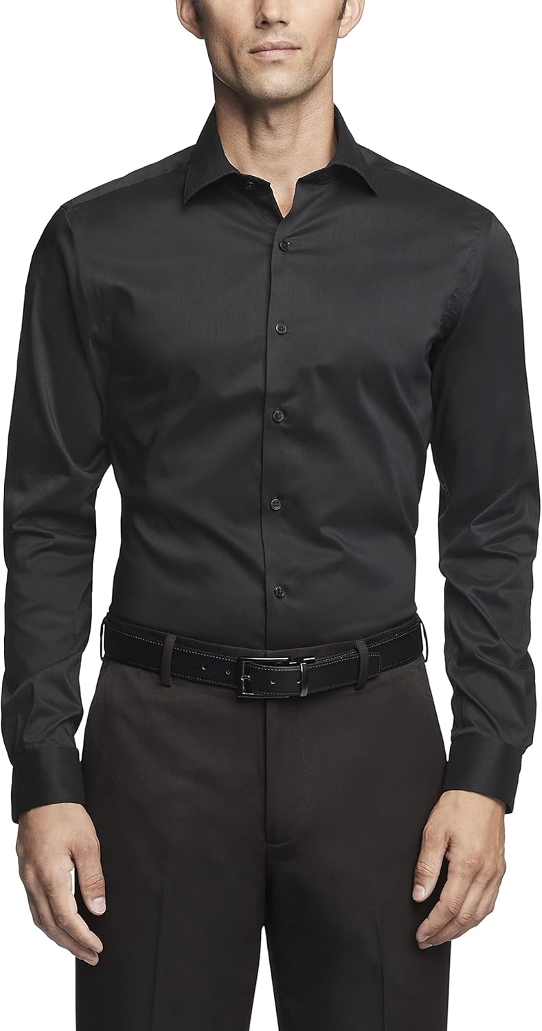 Van Heusen Mens Dress Shirt Slim Fit Ultra Wrinkle Free Flex Collar