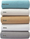 100% Cotton Waffle Weave Blanket King Size - Lightweight Year-Round