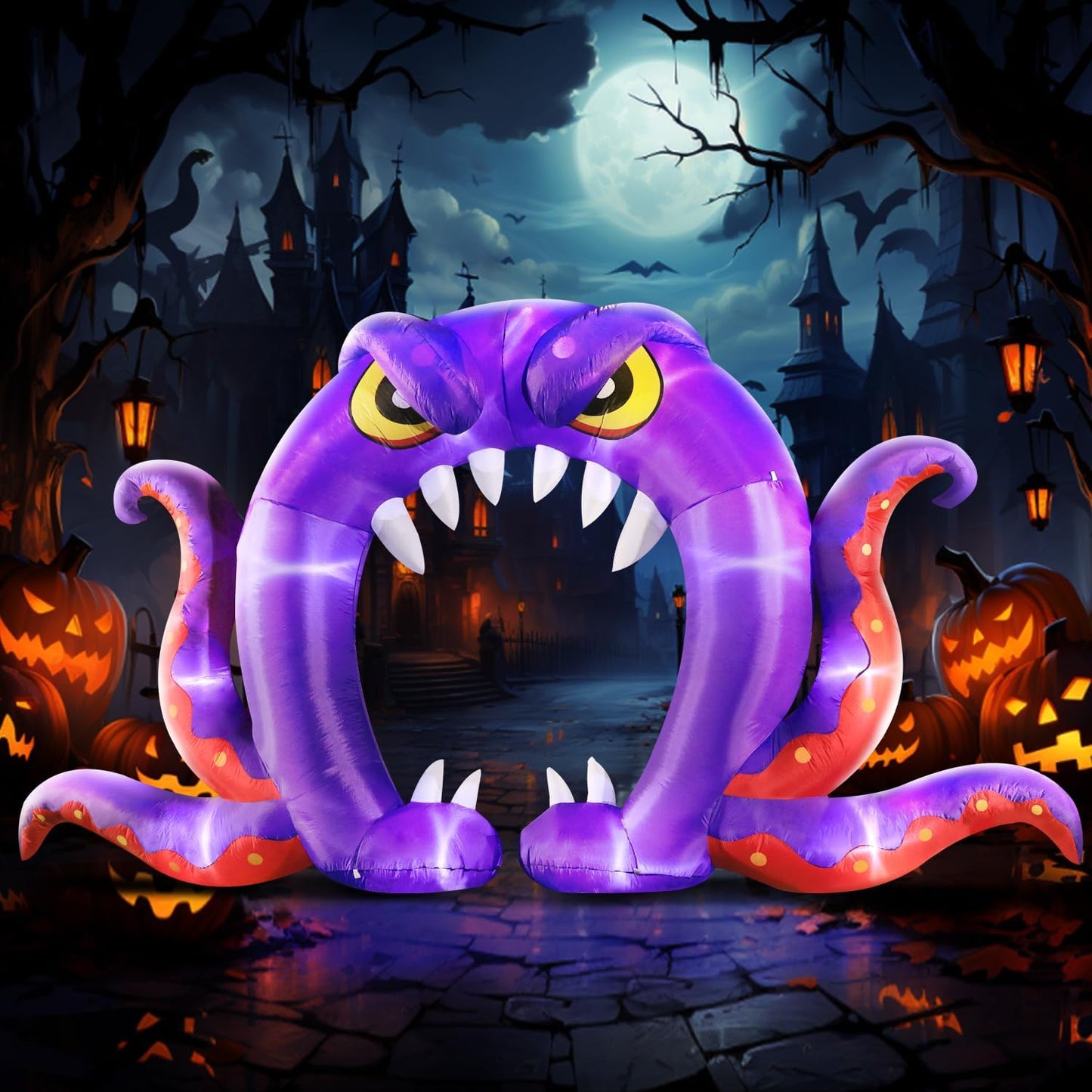 Halloween Inflatable Decorations - 16FT Purple Monster Octopus