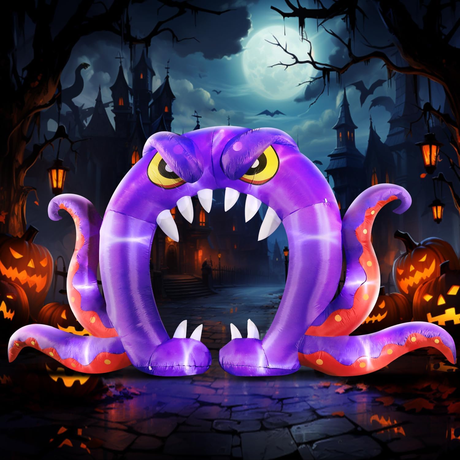 Halloween Inflatable Decorations - 16FT Purple Monster Octopus
