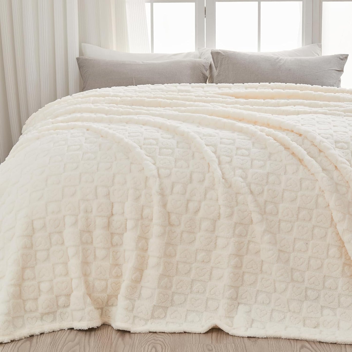 Super Soft King Blanket in Ivory for All Season Comfort