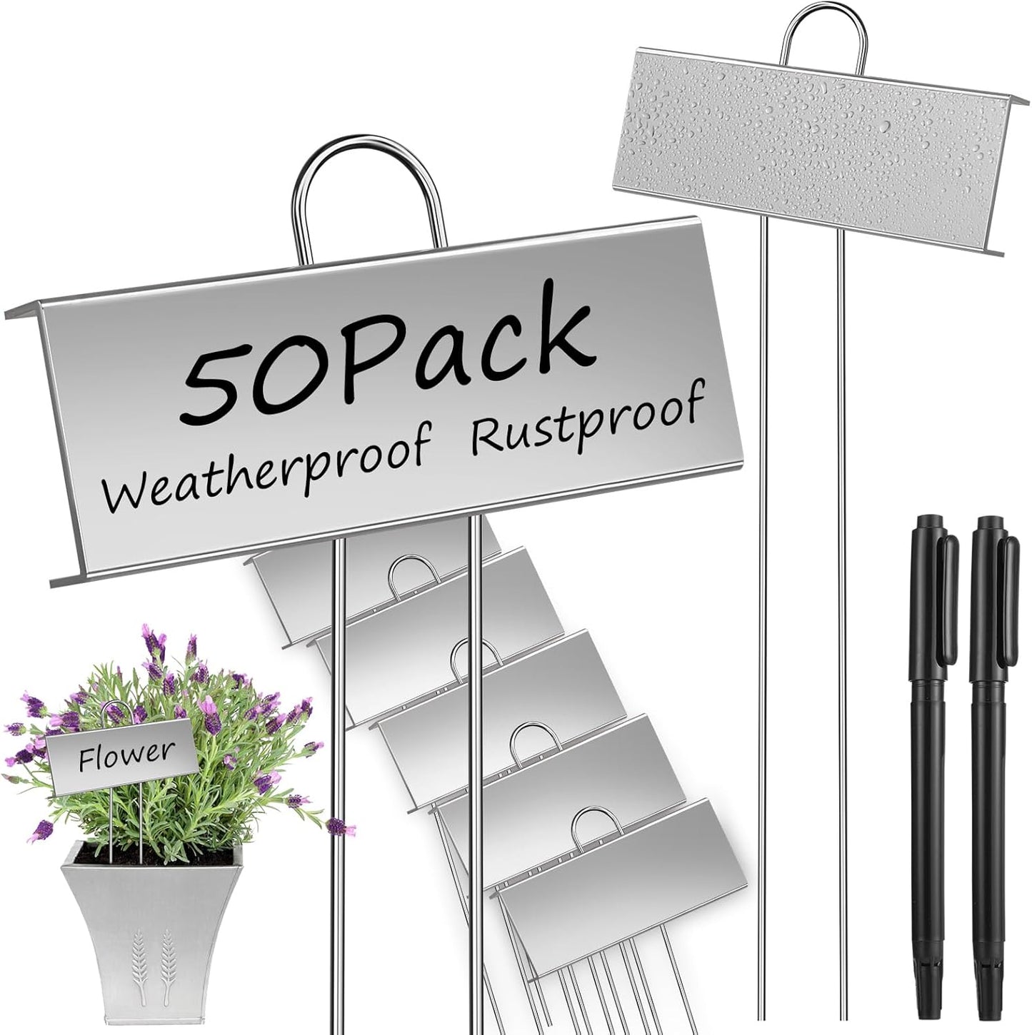 Garden Labels 50 Pack Waterproof Metal Plant Markers for Seedlings