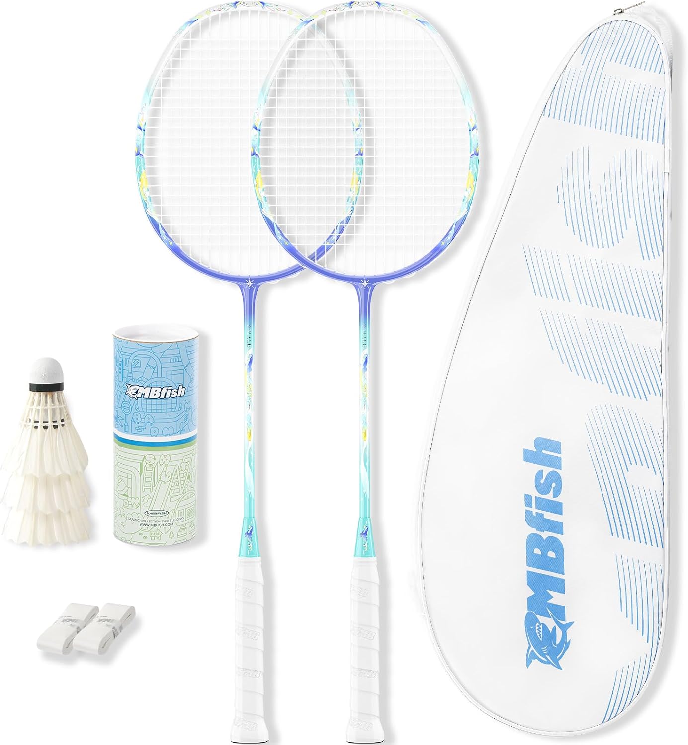 Badminton Racket Set with 2 Carbon Fiber Rackets for Fun