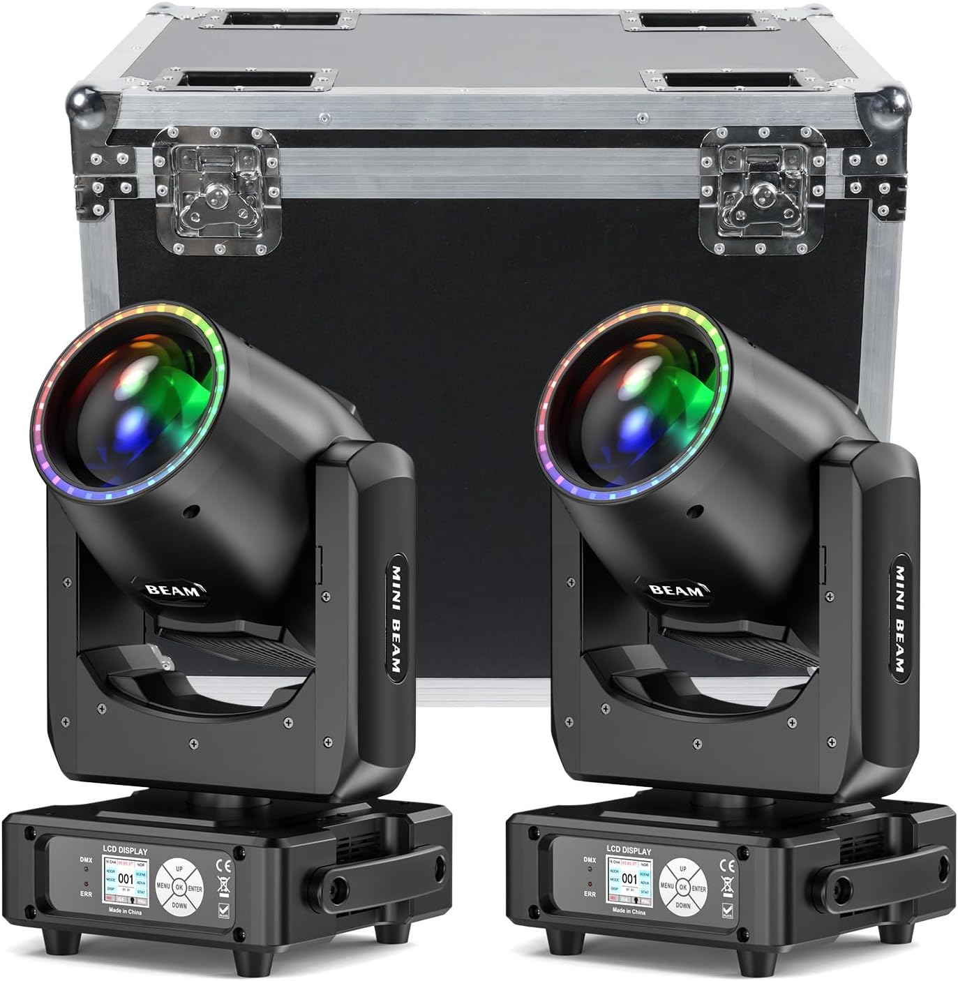 230W 7R DJ Lights Moving Head 2-Pack with Flight Case