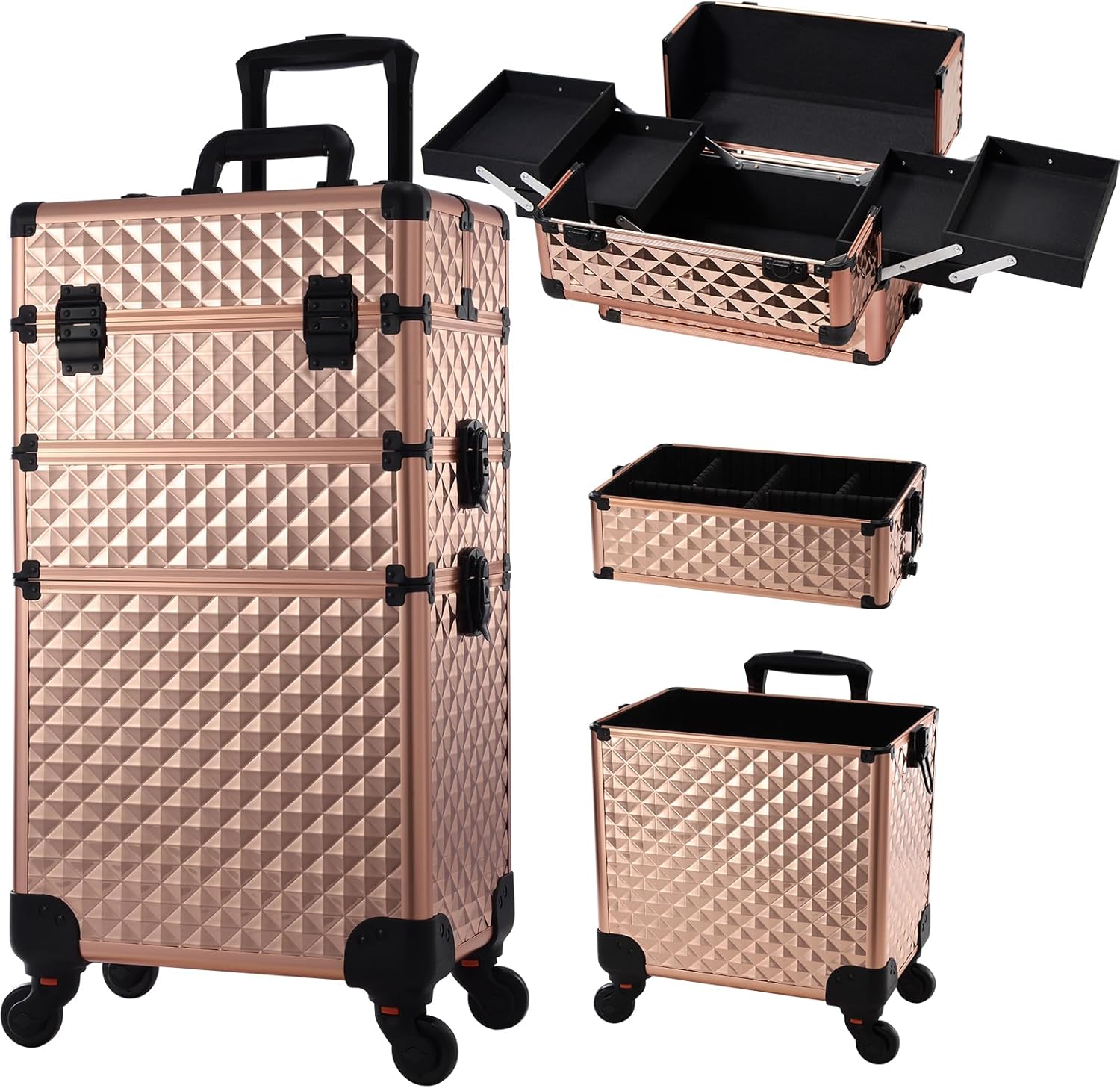 Frenessa Rolling Makeup Train Case for Professionals and Travelers