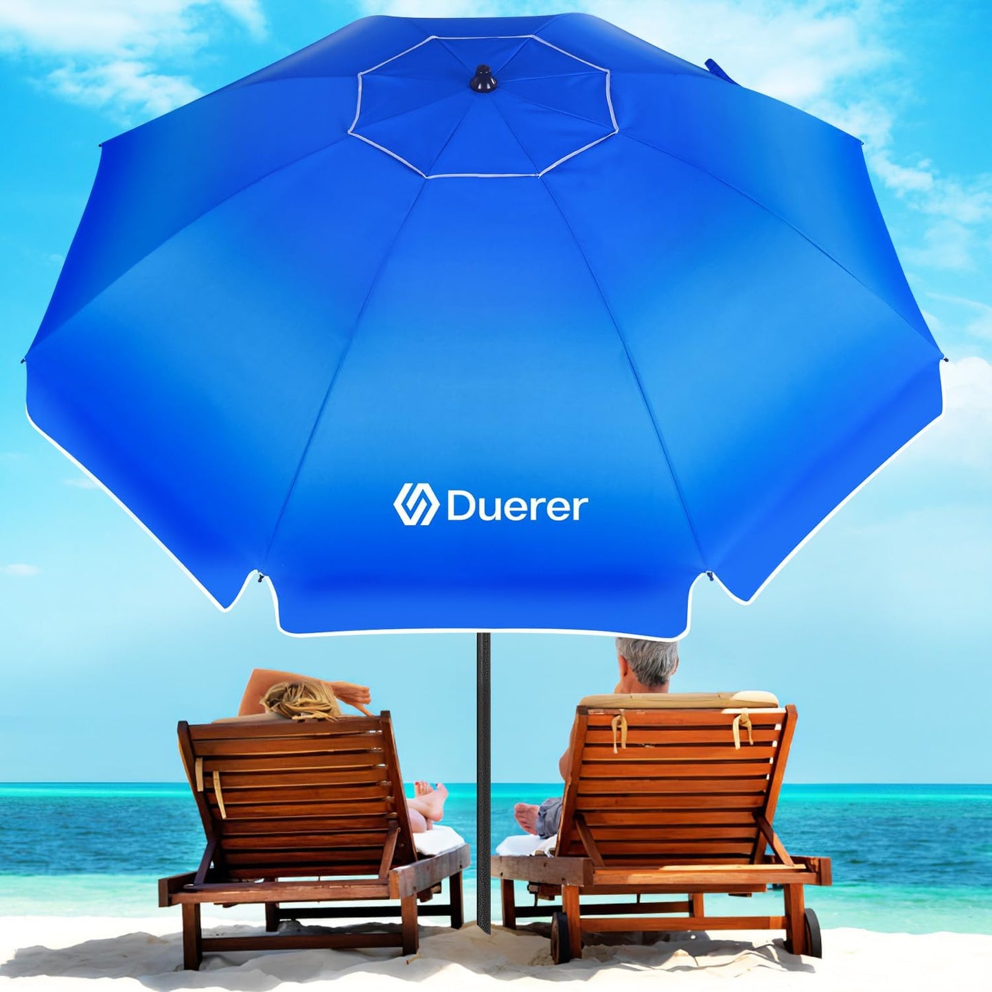 Duerer 8.5FT Beach Umbrella with Adjustable Tilt and Anchor