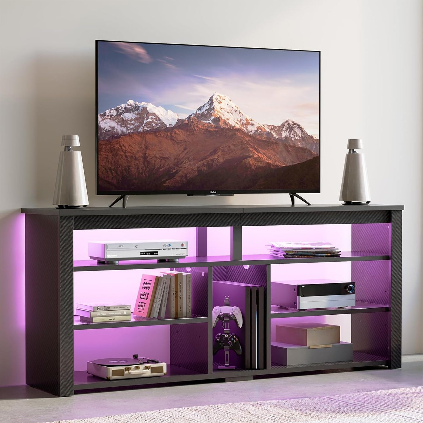Bestier LED Tall TV Stand: Stylish Storage & Gaming Center