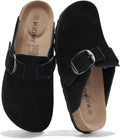 KIDMI Genuine Suede Clogs for Women - Comfortable Memory Foam Mules