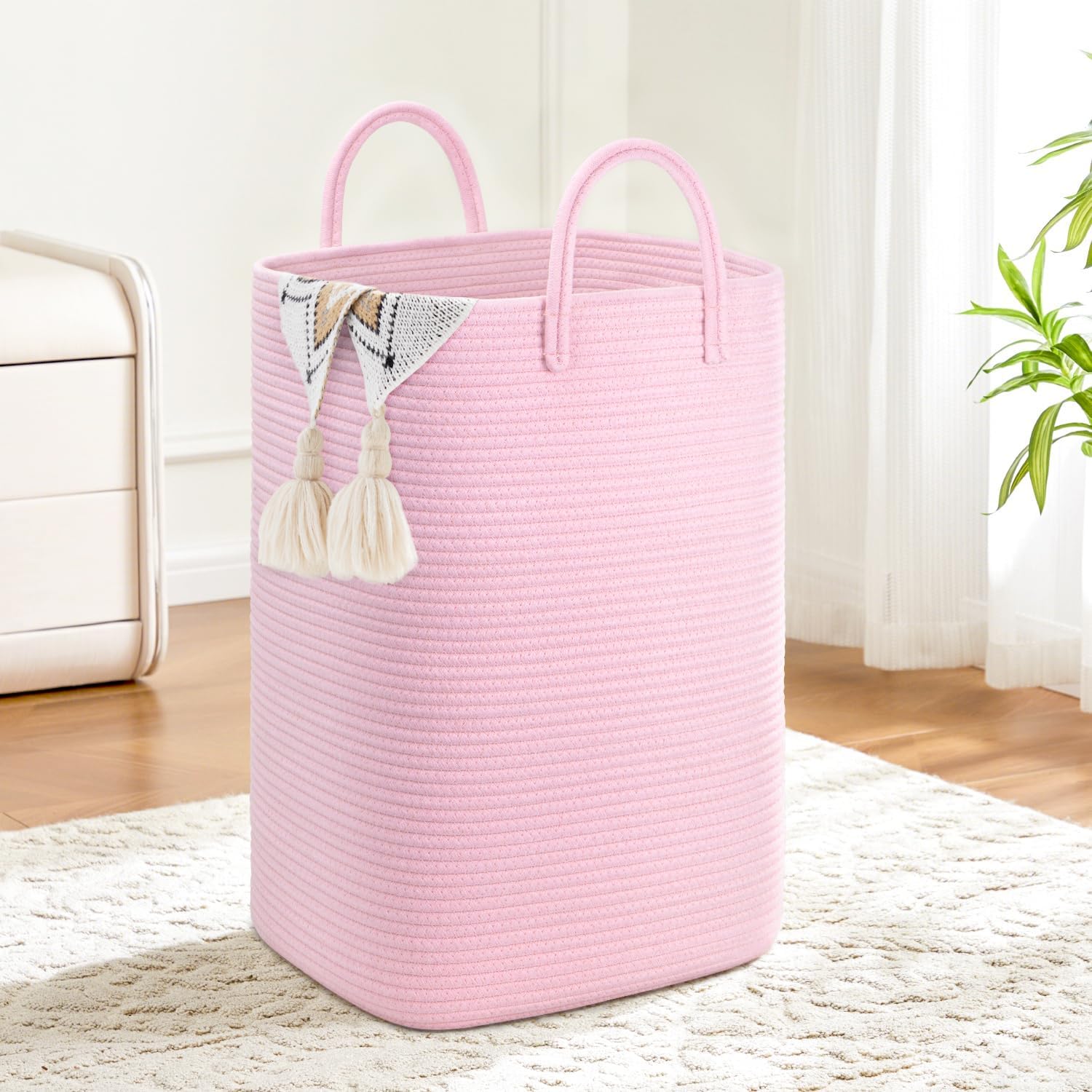 Woven Cotton Rope Laundry Hamper for Stylish Home Storage