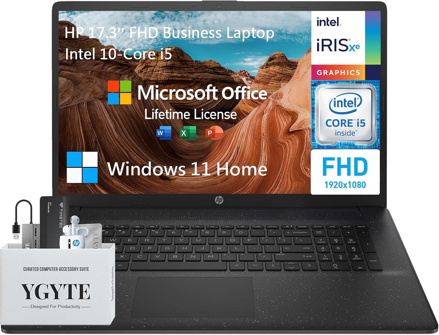 HP 17 FHD IPS Laptop, Intel i5, 64GB RAM, 2TB SSD, Lifetime Microsoft Office