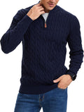 iWoo Quarter Zip Sweater for Men Slim Fit Mock Neck - Smart Layering