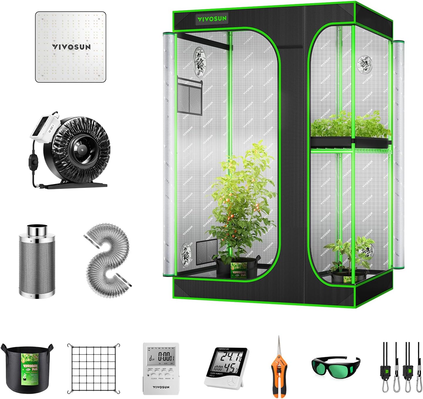 VIVOSUN 4x3 Grow Tent Kit with VS1000 LED Light