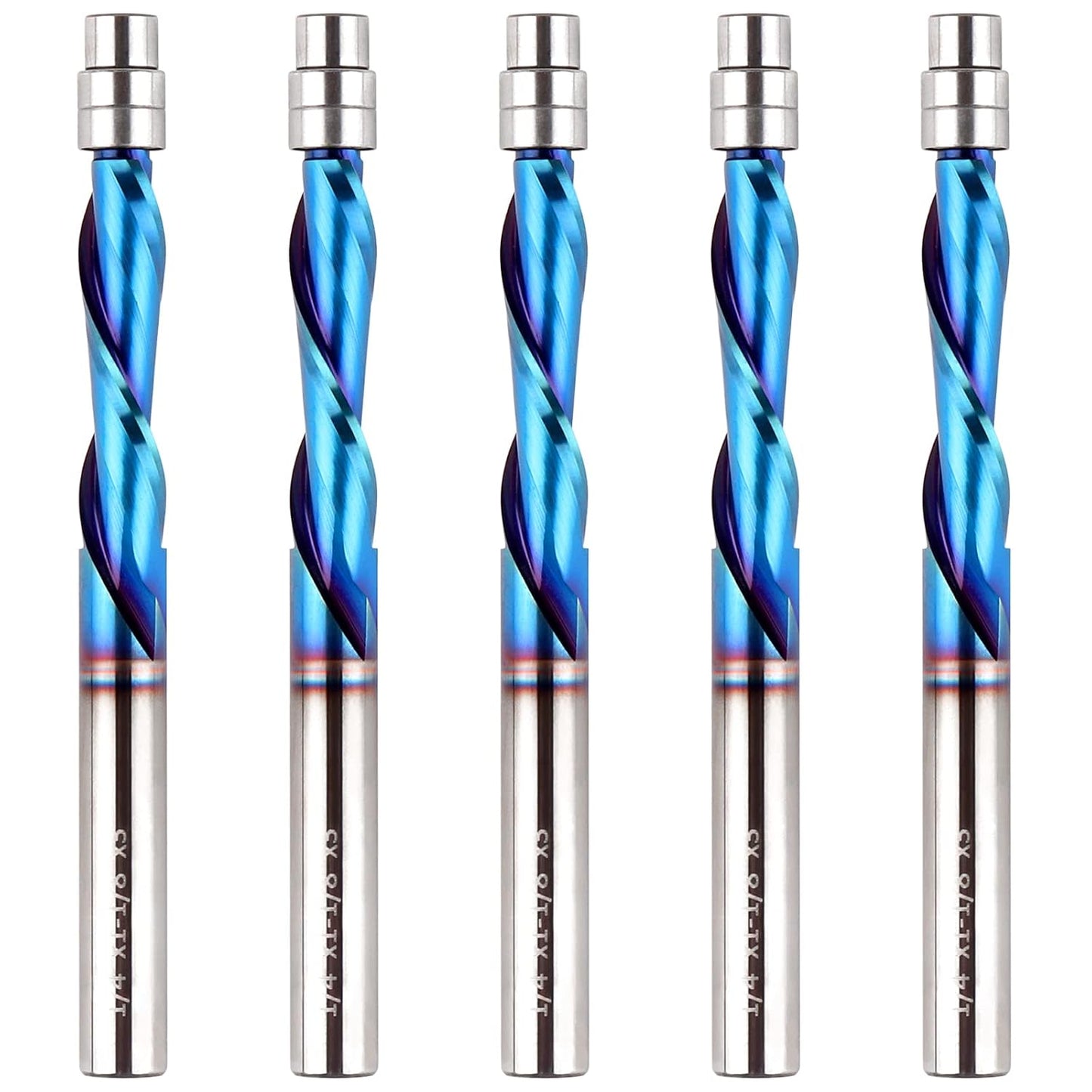5PCS Downcut Spiral Flush Trim Router Bit for Precision Cuts